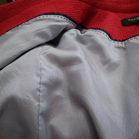 Talbots | Red Textured Double Breasted Blazer Jacket | Size 10 - Picture 7 of 10